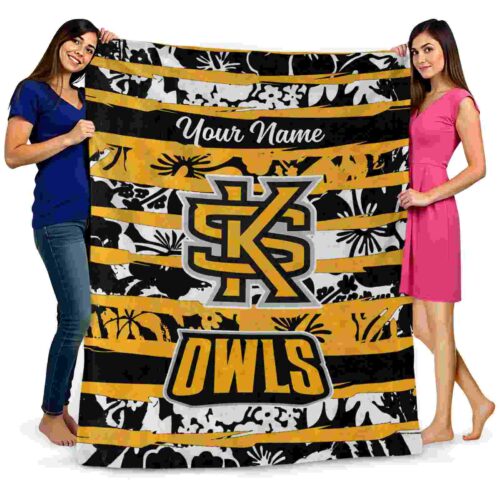customized kennesaw state owls floral stripes gold white blanket fashion forward
