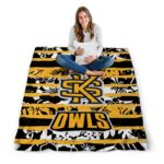 customized kennesaw state owls floral stripes gold white blanket high quality