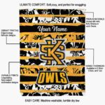 customized kennesaw state owls floral stripes gold white blanket new arrival