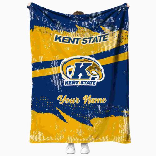 customized kent state golden flashes grunge streaks navy blue blanket best selling