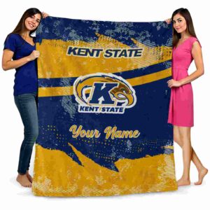 customized kent state golden flashes grunge streaks navy blue blanket fashion forward