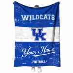 customized kentucky wildcats grunge texture blue white blanket best selling