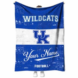 customized kentucky wildcats grunge texture blue white blanket best selling