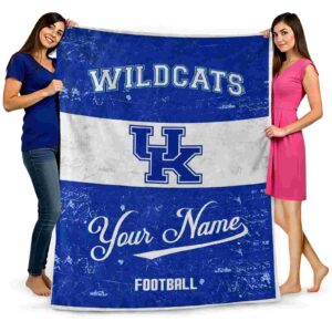 customized kentucky wildcats grunge texture blue white blanket fashion forward