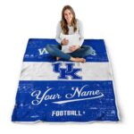 customized kentucky wildcats grunge texture blue white blanket high quality