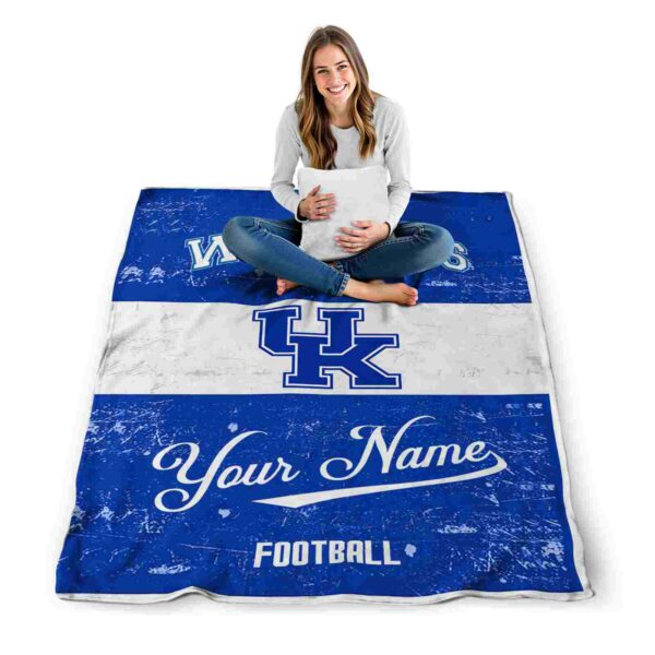customized kentucky wildcats grunge texture blue white blanket high quality