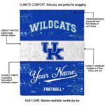 customized kentucky wildcats grunge texture blue white blanket new arrival