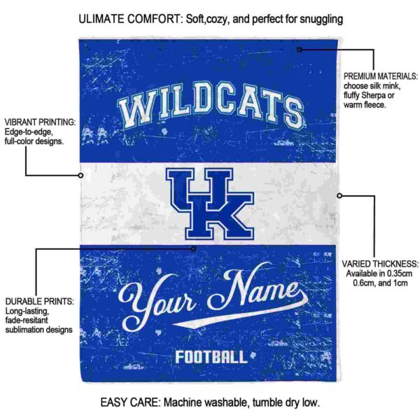 customized kentucky wildcats grunge texture blue white blanket new arrival
