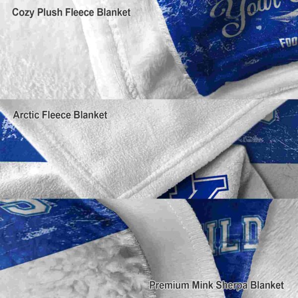 customized kentucky wildcats grunge texture blue white blanket premium grade