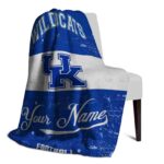 customized kentucky wildcats grunge texture blue white blanket top rated