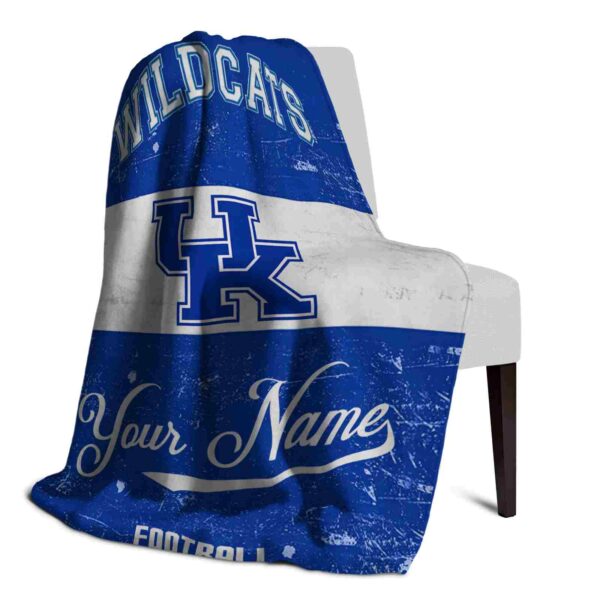 customized kentucky wildcats grunge texture blue white blanket top rated