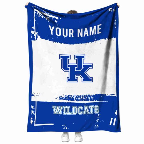 customized kentucky wildcats paint strokes blue white blanket best selling