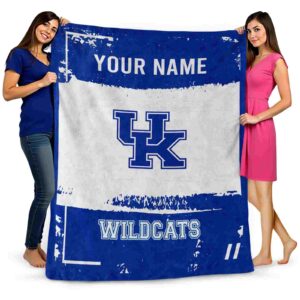 customized kentucky wildcats paint strokes blue white blanket fashion forward
