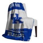 customized kentucky wildcats paint strokes blue white blanket top rated