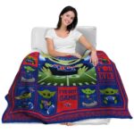 customized la tech baby yoda blue blanket best selling