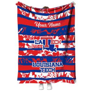 customized la tech floral stripes blue white blanket best selling