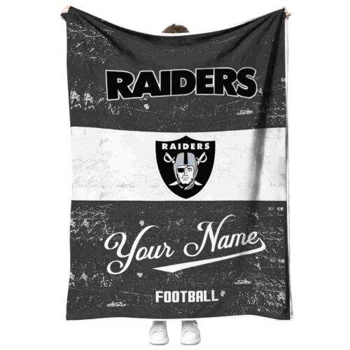 customized las vegas raiders grunge texture black white blanket best selling