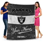customized las vegas raiders grunge texture black white blanket best selling