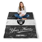 customized las vegas raiders grunge texture black white blanket best selling