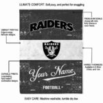 customized las vegas raiders grunge texture black white blanket best selling