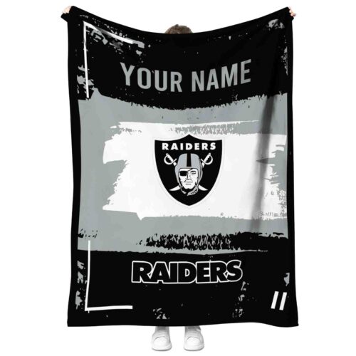 customized las vegas raiders paint strokes black white blanket best selling