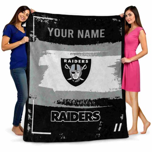 customized las vegas raiders paint strokes black white blanket fashion forward