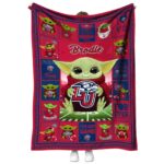Customized Liberty Flames Baby Yoda Red Blanket 1 customized liberty flames baby yoda red blanket best selling