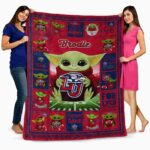 customized liberty flames baby yoda red blanket best selling