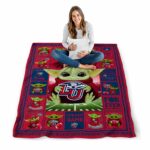 customized liberty flames baby yoda red blanket best selling