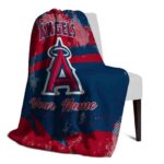 customized los angeles angels grunge streaks blue blanket top rated