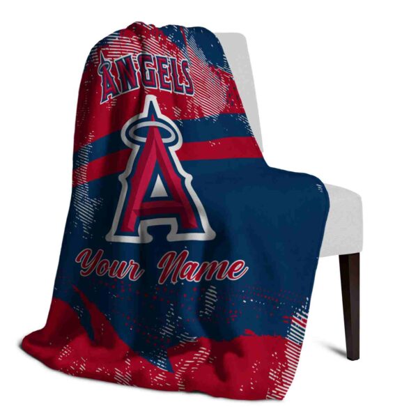 customized los angeles angels grunge streaks blue blanket top rated