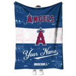 customized los angeles angels grunge texture blue white blanket best selling