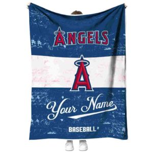 customized los angeles angels grunge texture blue white blanket best selling