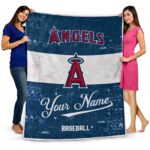 customized los angeles angels grunge texture blue white blanket fashion forward