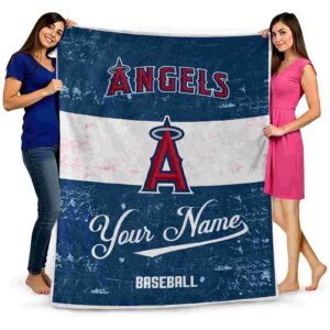 customized los angeles angels grunge texture blue white blanket fashion forward