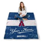 customized los angeles angels grunge texture blue white blanket high quality