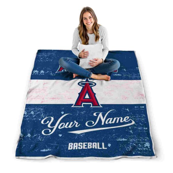 customized los angeles angels grunge texture blue white blanket high quality