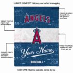 customized los angeles angels grunge texture blue white blanket new arrival