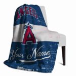 customized los angeles angels grunge texture blue white blanket top rated