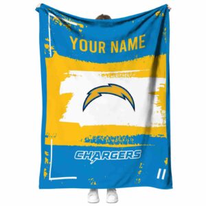customized los angeles chargers paint strokes blue white blanket best selling