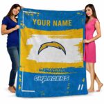 customized los angeles chargers paint strokes blue white blanket best selling