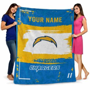customized los angeles chargers paint strokes blue white blanket fashion forward