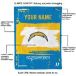 customized los angeles chargers paint strokes blue white blanket best selling