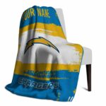 customized los angeles chargers paint strokes blue white blanket best selling