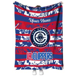 customized los angeles clippers floral stripes red white blanket best selling