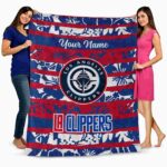 customized los angeles clippers floral stripes red white blanket best selling