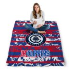 customized los angeles clippers floral stripes red white blanket best selling