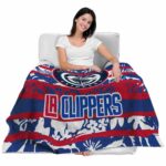 customized los angeles clippers floral stripes red white blanket best selling
