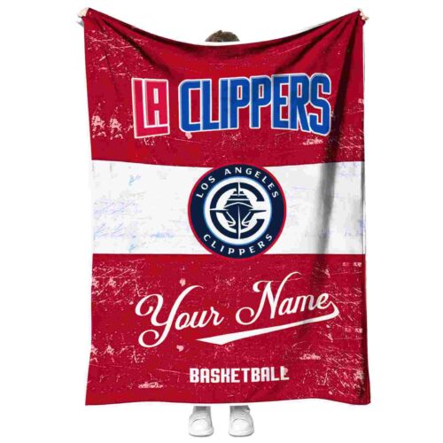 customized los angeles clippers grunge texture red white blanket best selling