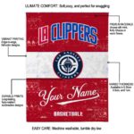 customized los angeles clippers grunge texture red white blanket best selling